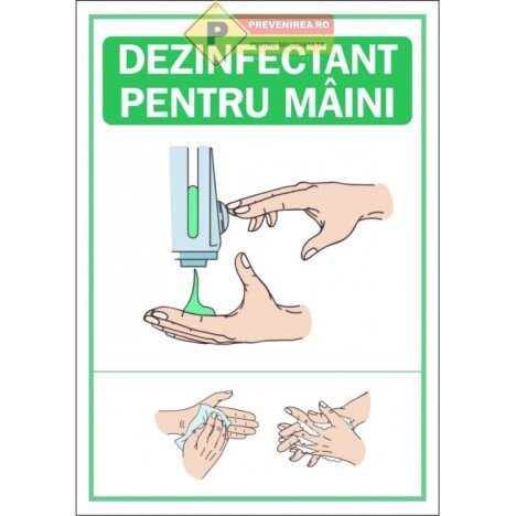 Semne pentru dezinfectant pentru maini